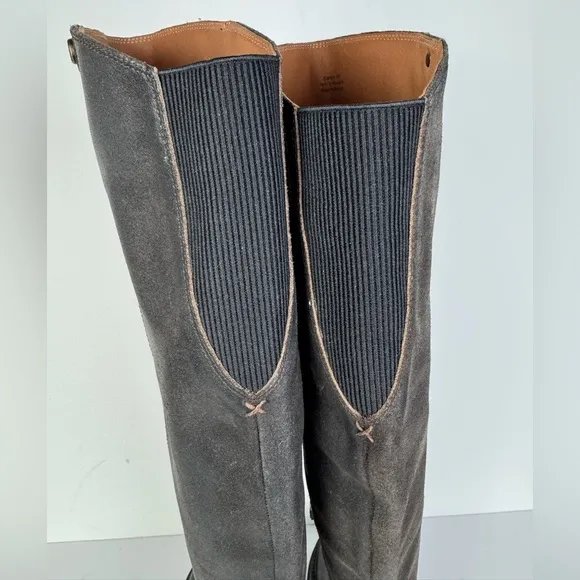 FRYE Dark Brown Over the Knee Leather Lug Sole Boots Size 6 B NEW