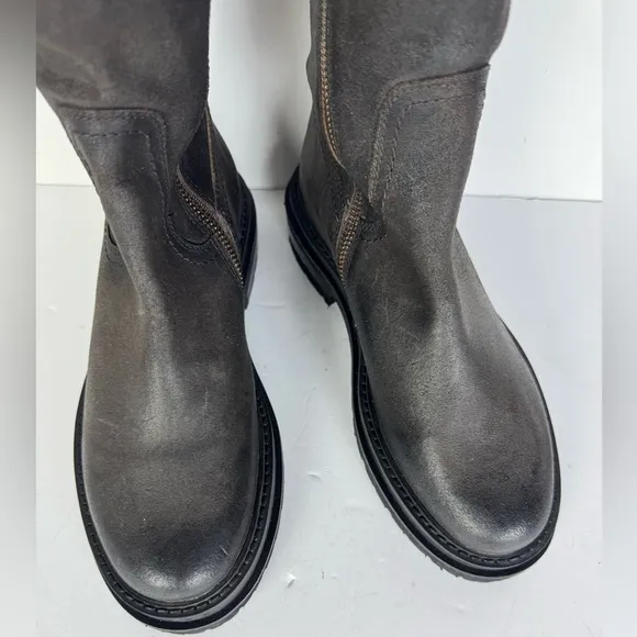 FRYE Dark Brown Over the Knee Leather Lug Sole Boots Size 6 B NEW