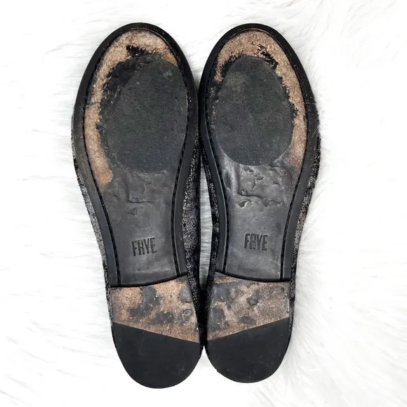 Frye Metallic Ombré Black Gray Gunmetal Slip On Ballet Flats
