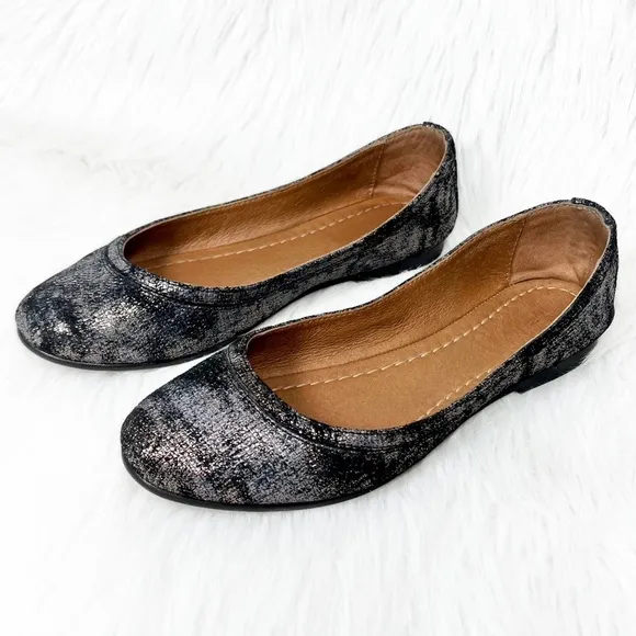 Frye Metallic Ombré Black Gray Gunmetal Slip On Ballet Flats