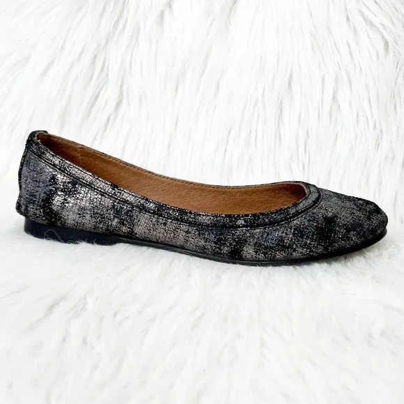 Frye Metallic Ombré Black Gray Gunmetal Slip On Ballet Flats