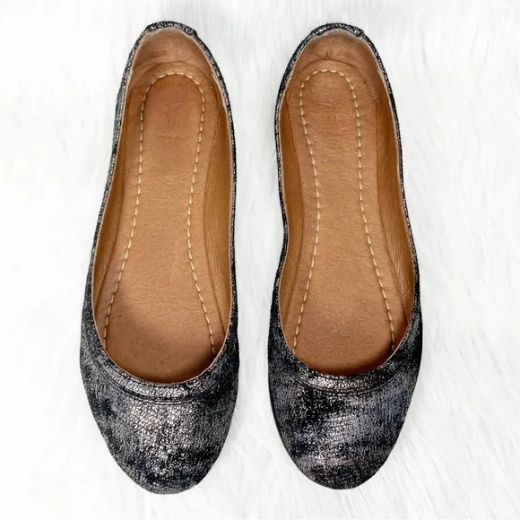 Frye Metallic Ombré Black Gray Gunmetal Slip On Ballet Flats