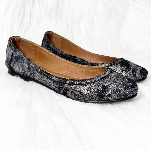 Frye Metallic Ombré Black Gray Gunmetal Slip On Ballet Flats