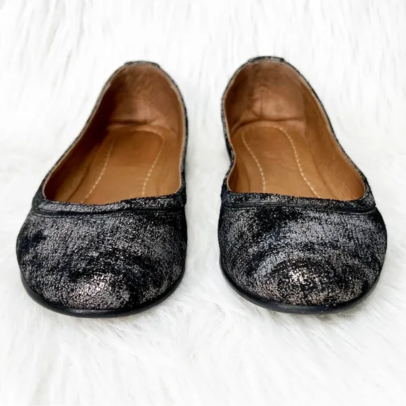 Frye Metallic Ombré Black Gray Gunmetal Slip On Ballet Flats