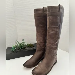 FRYE TALL PAIGE ANTIQUED ITALIAN LEATHER BROWN RIDING BOOTS 16” SHAFT  SZ 9.5