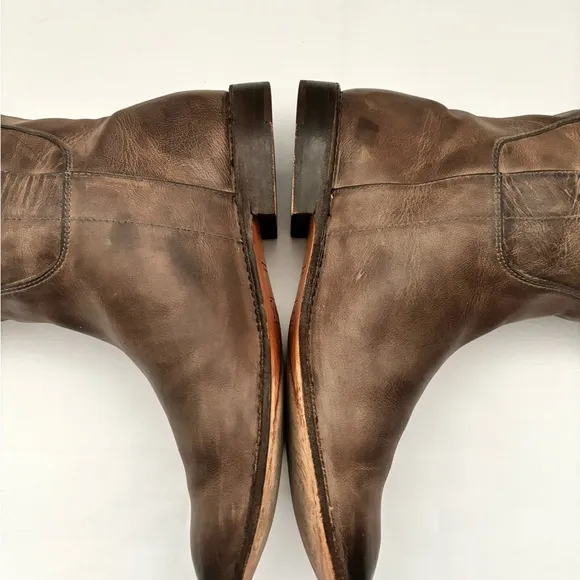 FRYE TALL PAIGE ANTIQUED ITALIAN LEATHER BROWN RIDING BOOTS 16” SHAFT  SZ 9.5