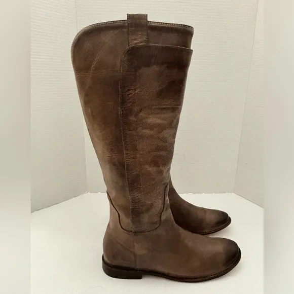 FRYE TALL PAIGE ANTIQUED ITALIAN LEATHER BROWN RIDING BOOTS 16” SHAFT  SZ 9.5