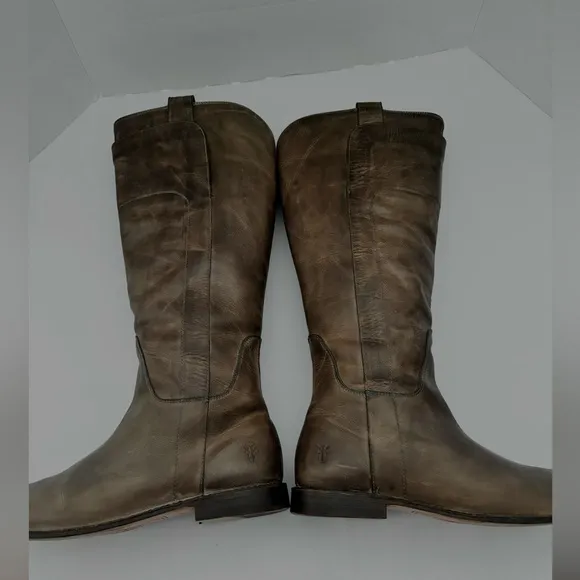 FRYE TALL PAIGE ANTIQUED ITALIAN LEATHER BROWN RIDING BOOTS 16” SHAFT  SZ 9.5