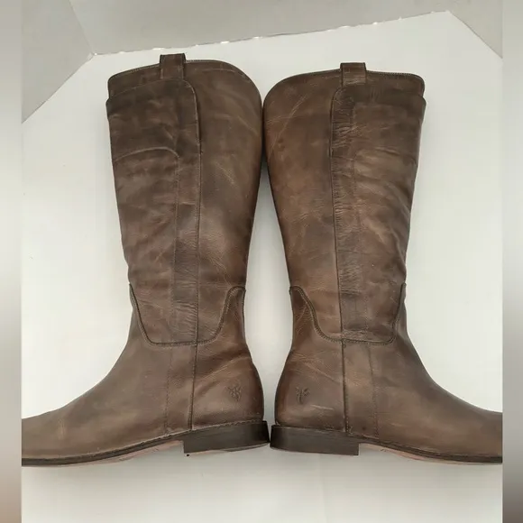 FRYE TALL PAIGE ANTIQUED ITALIAN LEATHER BROWN RIDING BOOTS 16” SHAFT  SZ 9.5
