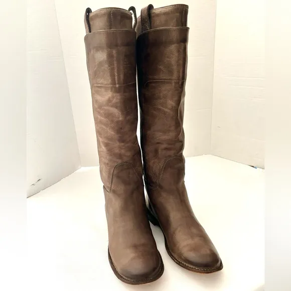 FRYE TALL PAIGE ANTIQUED ITALIAN LEATHER BROWN RIDING BOOTS 16” SHAFT  SZ 9.5