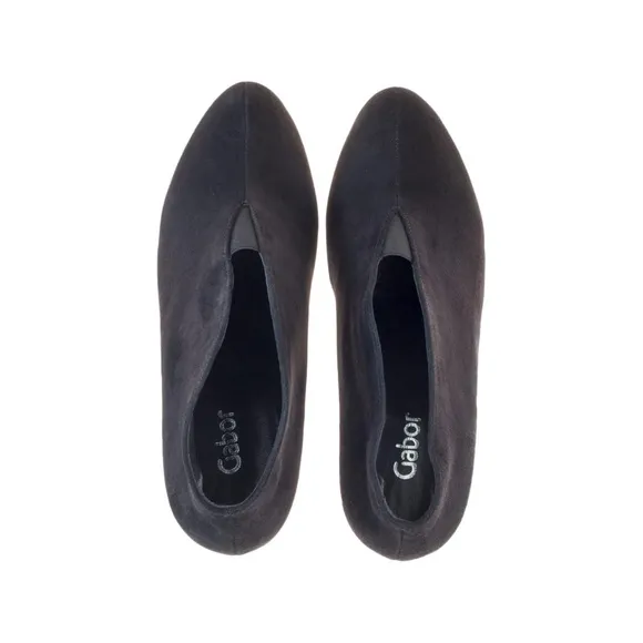 Gabor Amien Black Suede Heeled Booties Leather Slip On Ankle Boots Pumps 8.5