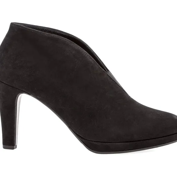 Gabor Amien Black Suede Heeled Booties Leather Slip On Ankle Boots Pumps 8.5