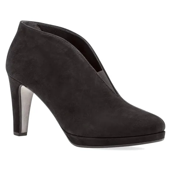Gabor Amien Black Suede Heeled Booties Leather Slip On Ankle Boots Pumps 8.5