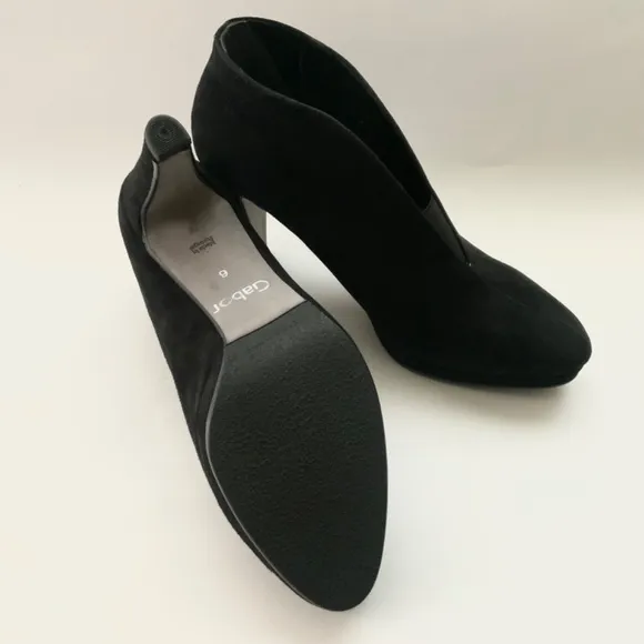 Gabor Amien Black Suede Heeled Booties Leather Slip On Ankle Boots Pumps 8.5