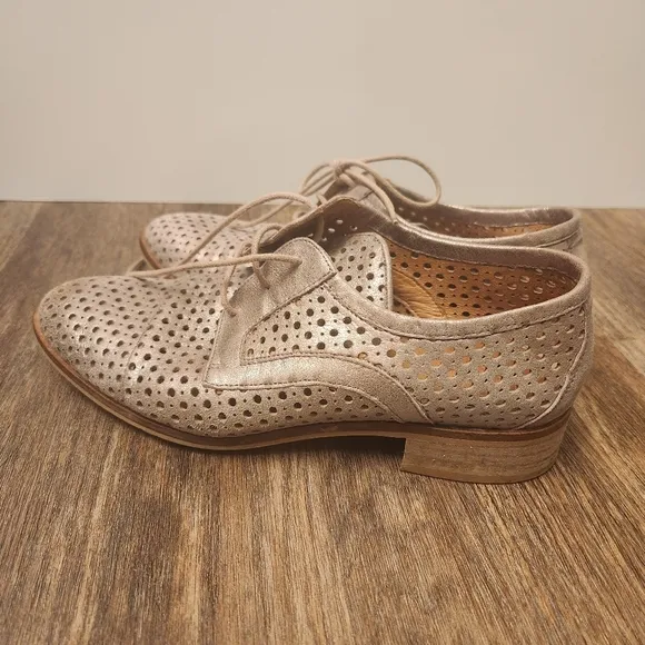 Gee Wawa Anthropologie Emily oxfords rose gold shimmer genuine leather size 37