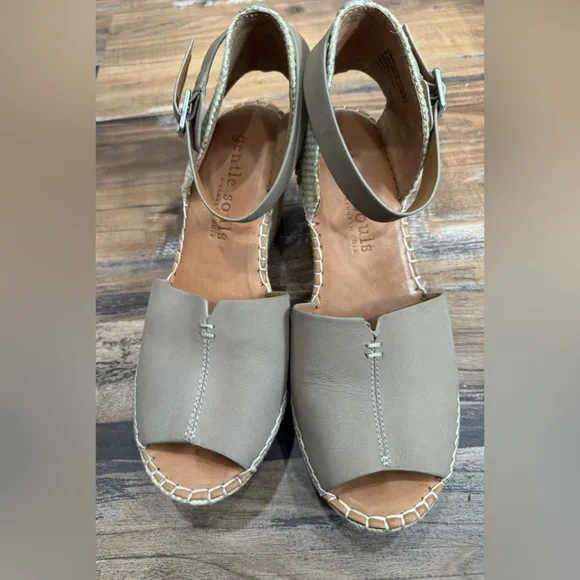 Gentle Souls by Kenneth Cole Charli Ankle Strap Wedge Sandals, Espadrille | 7.5