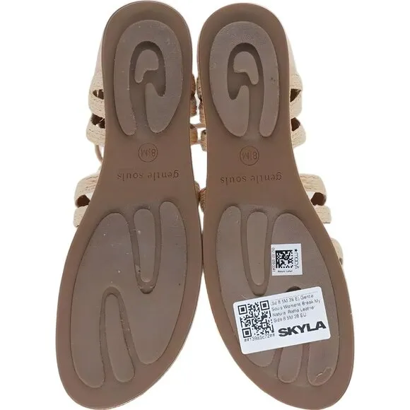 Gentle Souls Women's Natural Raffia Leather Sandals Size 8.5M 39 EU