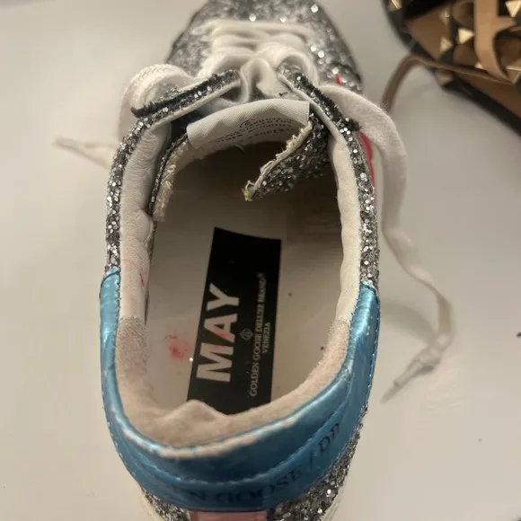 GGDB Silver Glitter Sneakers with Red Star