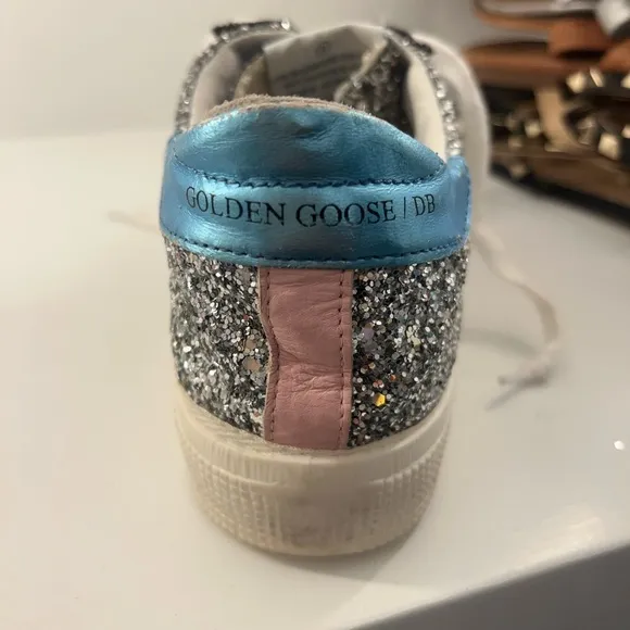 GGDB Silver Glitter Sneakers with Red Star