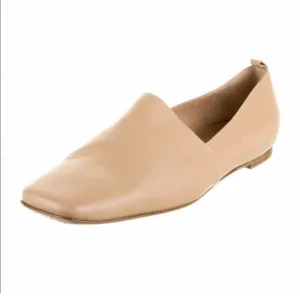 Gianvito Rossi Leather Square Toe Loafers Women Size 8.5 Old Money Neutral Italy