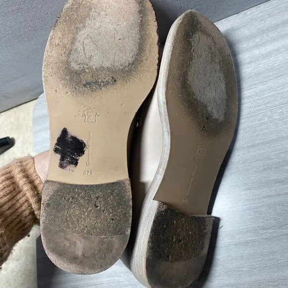 Gianvito Rossi Loafers Women 37.5 Beige Leather Minimalist Argo Leather Whimsy