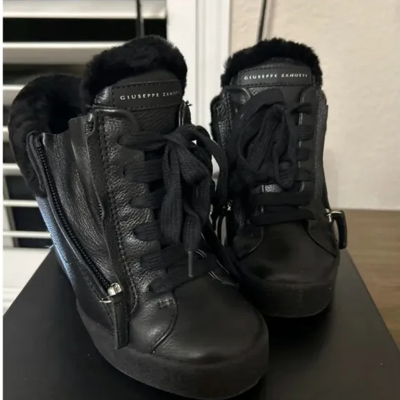 Giuseppe Zanotti Black High-Top Sneakers with Zipper Detailing