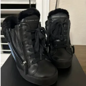Giuseppe Zanotti Black High-Top Sneakers with Zipper Detailing