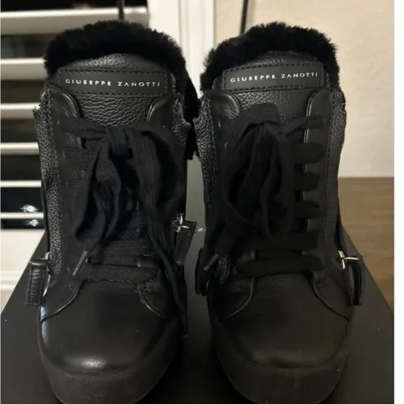 Giuseppe Zanotti Black High-Top Sneakers with Zipper Detailing