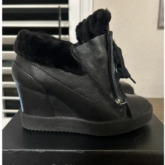 Giuseppe Zanotti Black High-Top Sneakers with Zipper Detailing