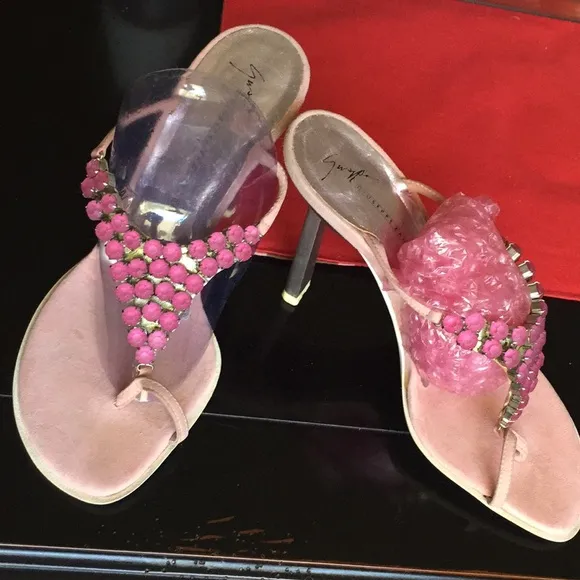 Giuseppe Zanotti Pink heeled Thong Sandals. Size 36.5 EU. Pre owned