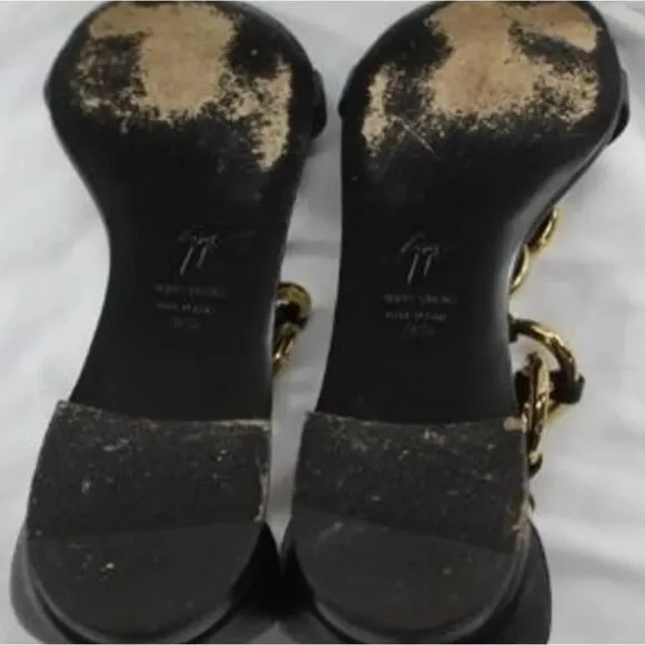 Giuseppe Zanotti Gold Chain Leather flat sandals