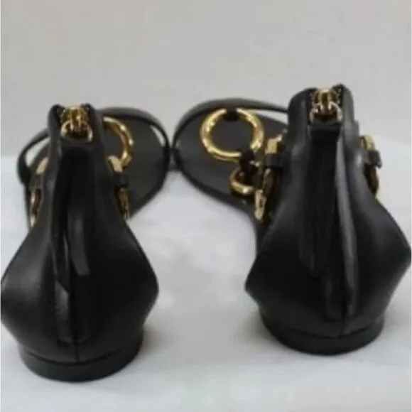 Giuseppe Zanotti Gold Chain Leather flat sandals