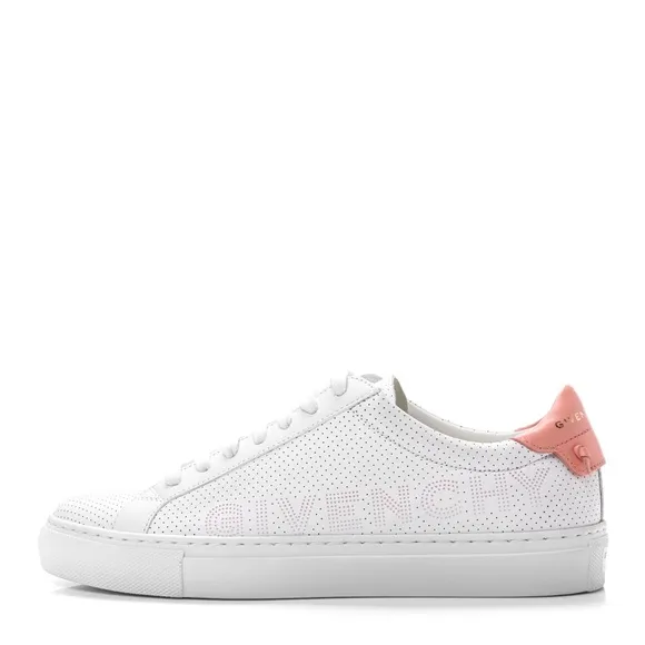 GIVENCHY  Calfskin Perforated Womens Urban Street Sneakers Size 37/7 White Pink