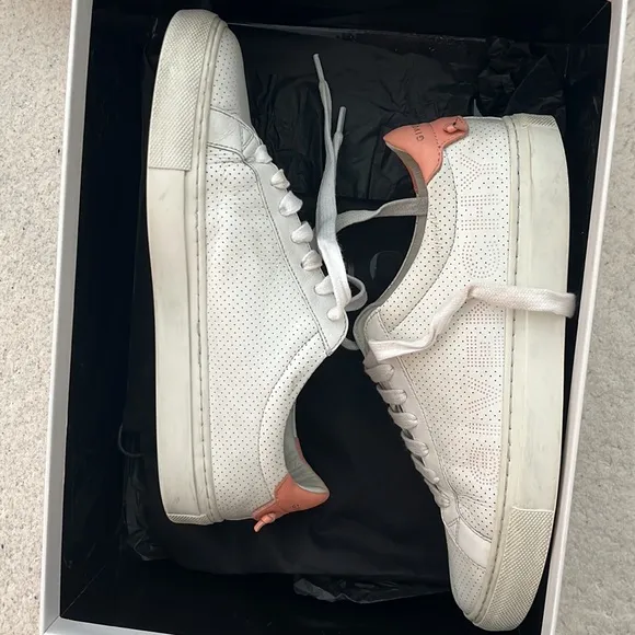 GIVENCHY  Calfskin Perforated Womens Urban Street Sneakers Size 37/7 White Pink