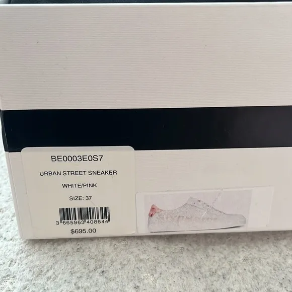 GIVENCHY  Calfskin Perforated Womens Urban Street Sneakers Size 37/7 White Pink