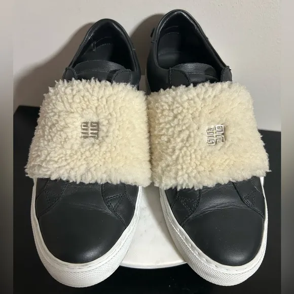 Givenchy Urban Street Leather Slip on Sneakers shearling women Size 38
