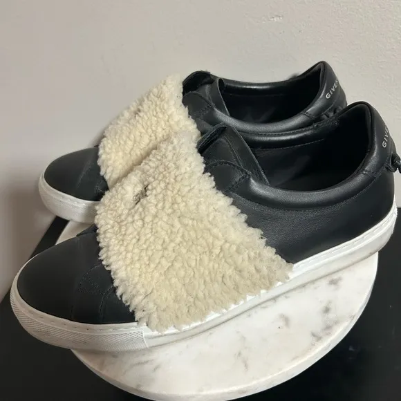 Givenchy Urban Street Leather Slip on Sneakers shearling women Size 38