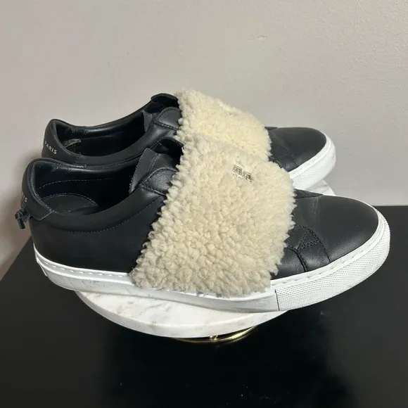 Givenchy Urban Street Leather Slip on Sneakers shearling women Size 38