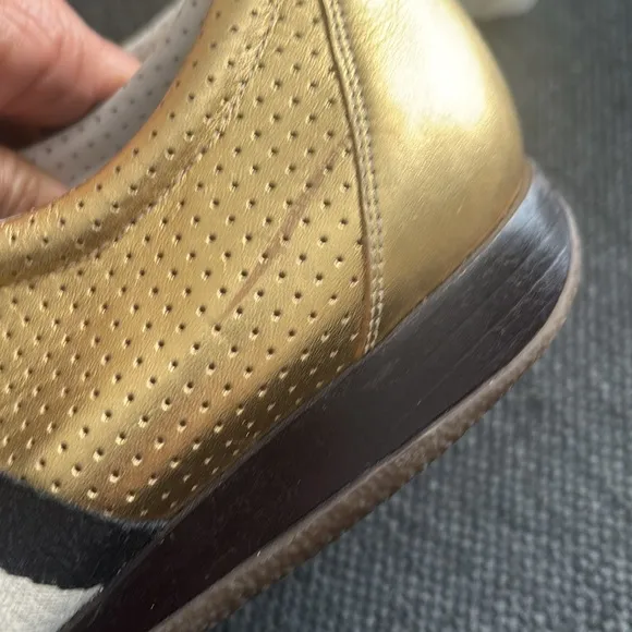 Gold Men's Sneakers with Black Accents
