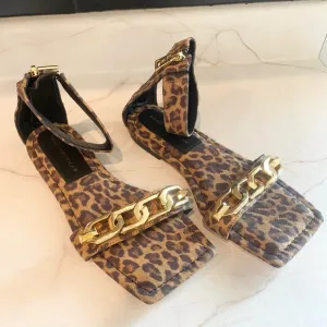 Good American Ankle Strap Sandals Leopard size 7.5