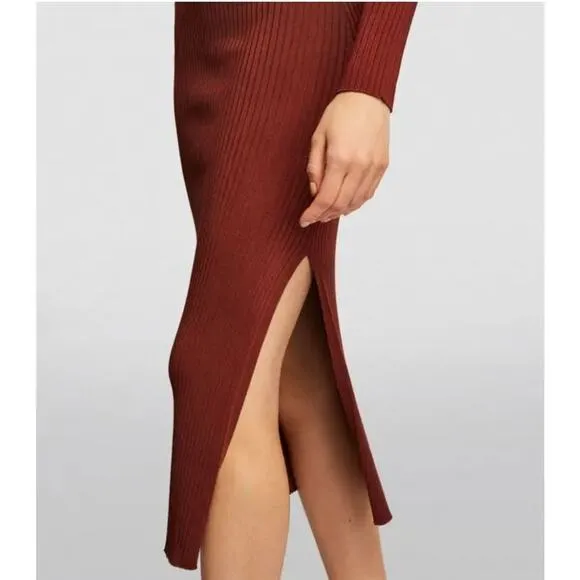 Good American Ribbed Button Detail Long Sleeve Midi Dress Plus 2x 3x