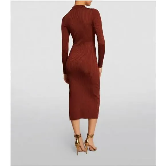 Good American Ribbed Button Detail Long Sleeve Midi Dress Plus 2x 3x