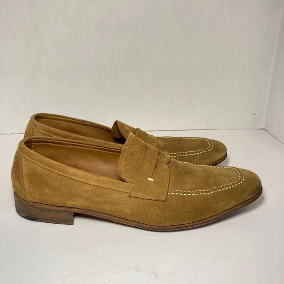 Gravati Hand‎ Made in Italy Penny Loafers Men 9.5 Suede Tan Leather Insoles