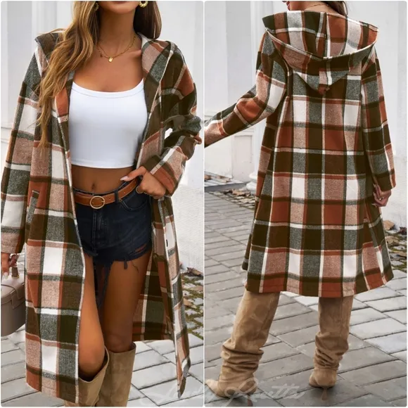 Green Plaid Whisper Hooded Coat