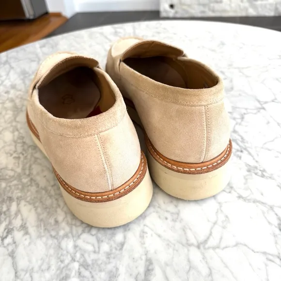 Grenson Peter Mens Suede Leather Loafers Slip On Neutral Ivory Beige Size 10