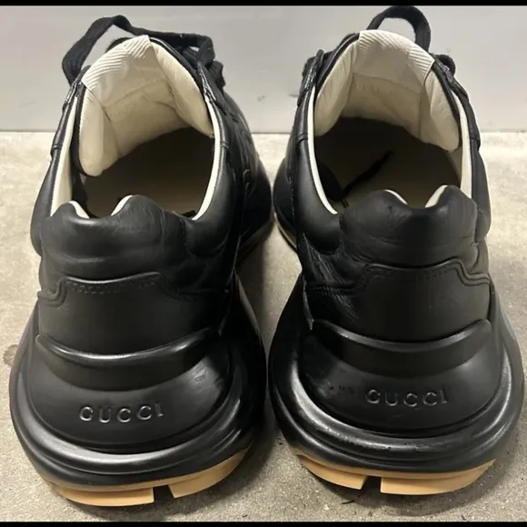 Gucci Black Sneakers with Rainbow Logo