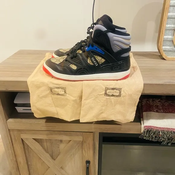 Gucci High-Top Sneakers with Red and Black Accents