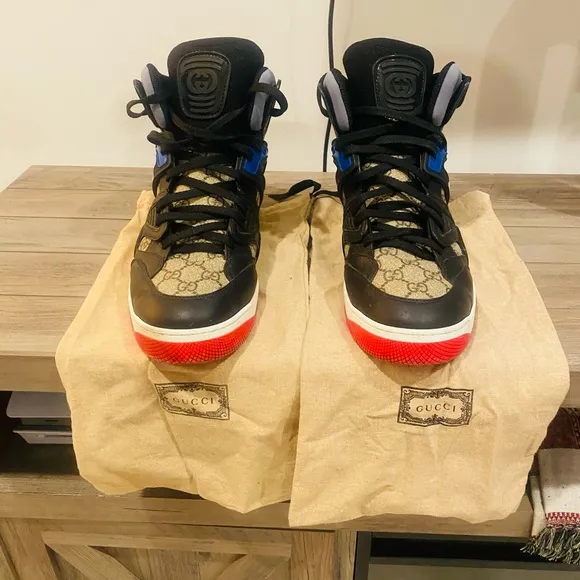 Gucci High-Top Sneakers with Red and Black Accents