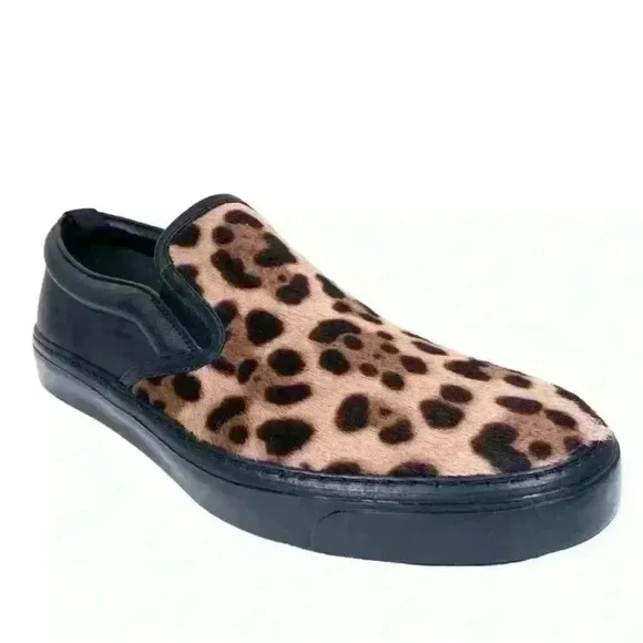 Gucci Leopard Print Pony Hair Slip-On Sneakers