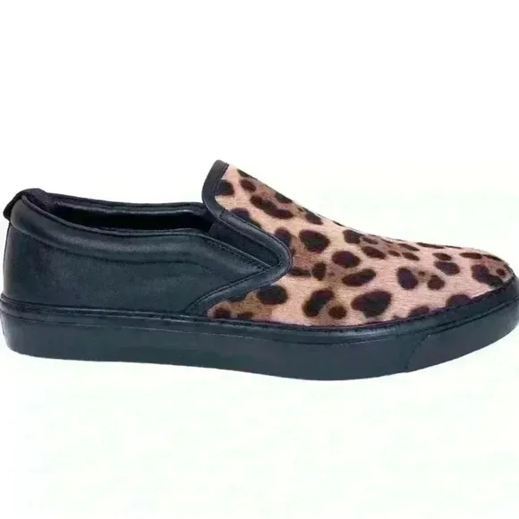 Gucci Leopard Print Pony Hair Slip-On Sneakers